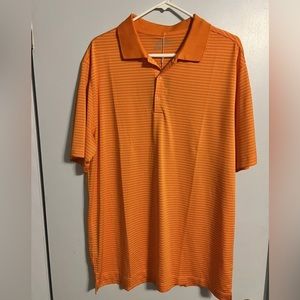 🔥 Nike Mens Golf Victory Stripe Polo Shirt Top Bright Orange Size X-Large